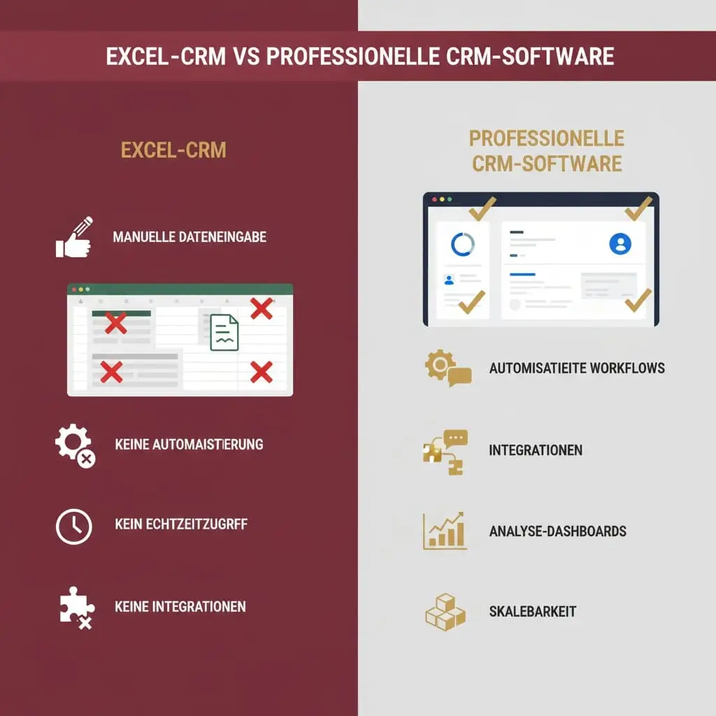 "Kostenloses CRM Template Excel im Vergleich zu professioneller CRM-Software für B2B-Vertrieb"